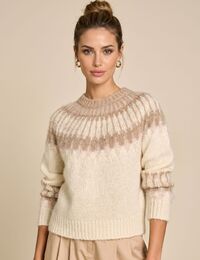 Mountains - trui met jacquardpatroon beige