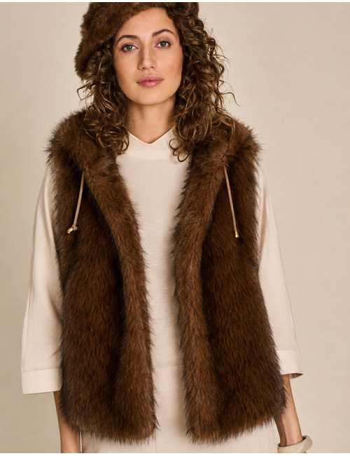 Jenny - bodywarmer met zachte structuur bruin