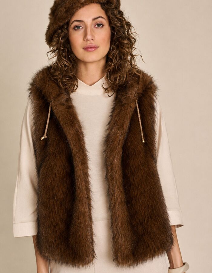 Jenny - bodywarmer met zachte structuur bruin