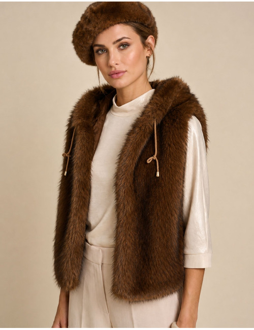 Jenny - bodywarmer met zachte structuur bruin