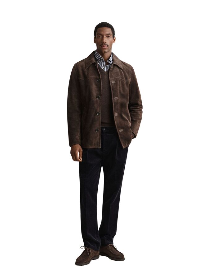Lamswollen trui met V-hals dark brown melange