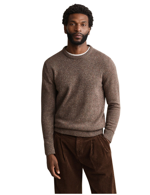 Trui met ronde hals en spikkelpatroon faded taupe