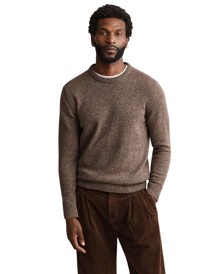 Trui met ronde hals en spikkelpatroon faded taupe