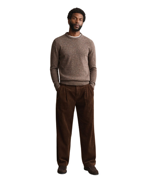 Trui met ronde hals en spikkelpatroon faded taupe