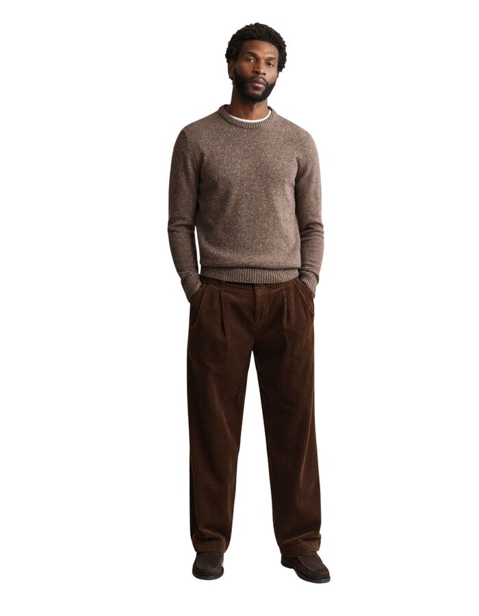 Trui met ronde hals en spikkelpatroon faded taupe