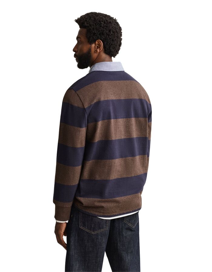 Classic Heavy Rugger polo met streepdessin black brown melange