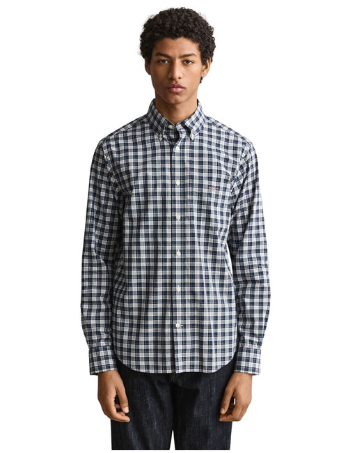 Geruit poplin hemd met button-down kraag dark emerald