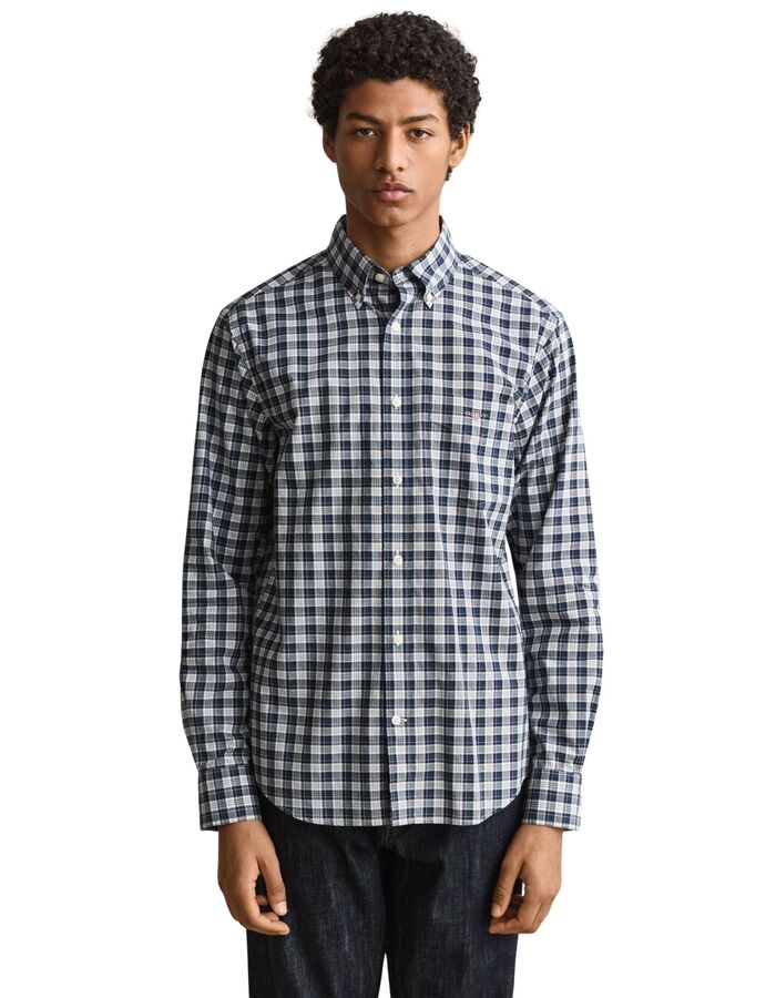 Geruit poplin hemd met button-down kraag dark emerald
