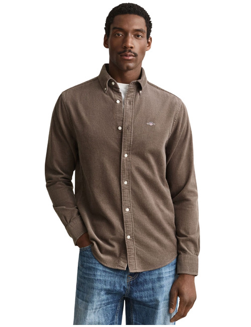 Corduroy hemd met button-down kraag faded taupe