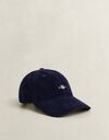 Corduroy pet met geborduurd schildlogo blauw