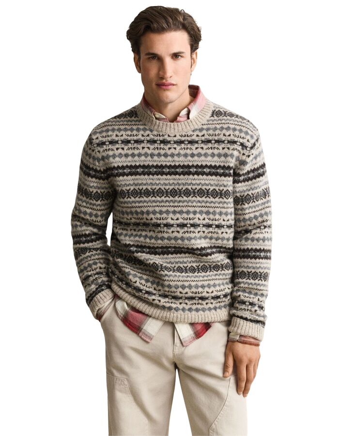 Jacquardtrui van geborstelde wol light beige melange