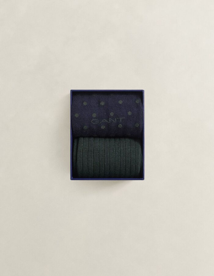 Set van twee paar gestipte sokken met ribstructuur evening blue