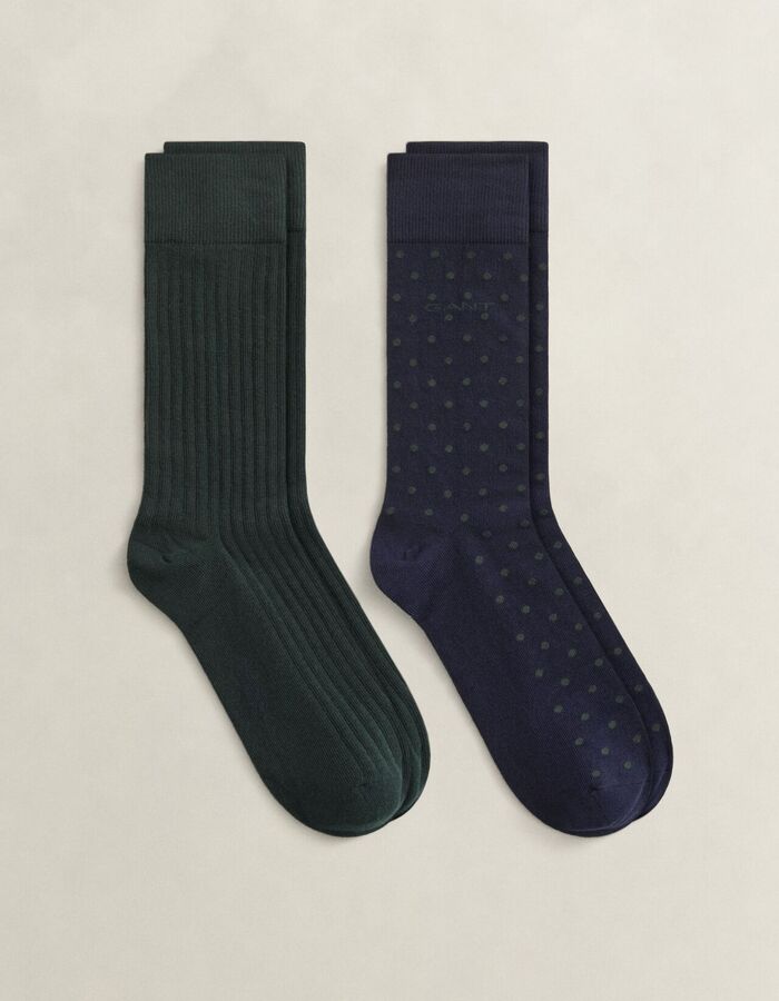 Set van twee paar gestipte sokken met ribstructuur evening blue