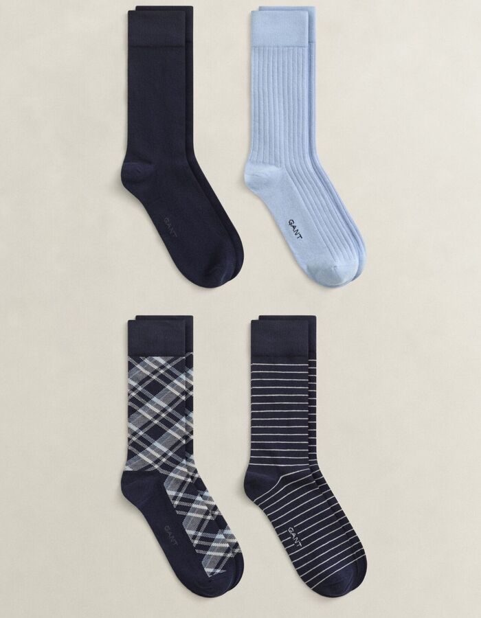 Set van vier paar sokken in cadeauverpakking evening blue