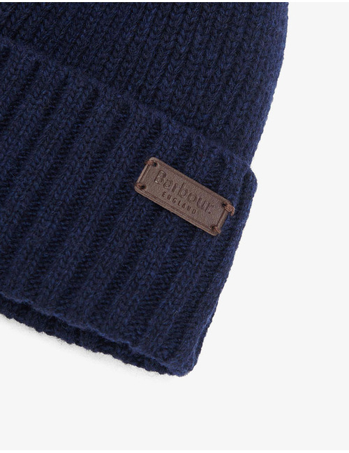 Carlton wollen beanie in navy met ribstructuur