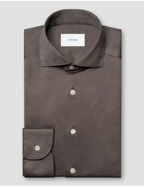 Filo di Scozia jacquard hemd donkerbruin