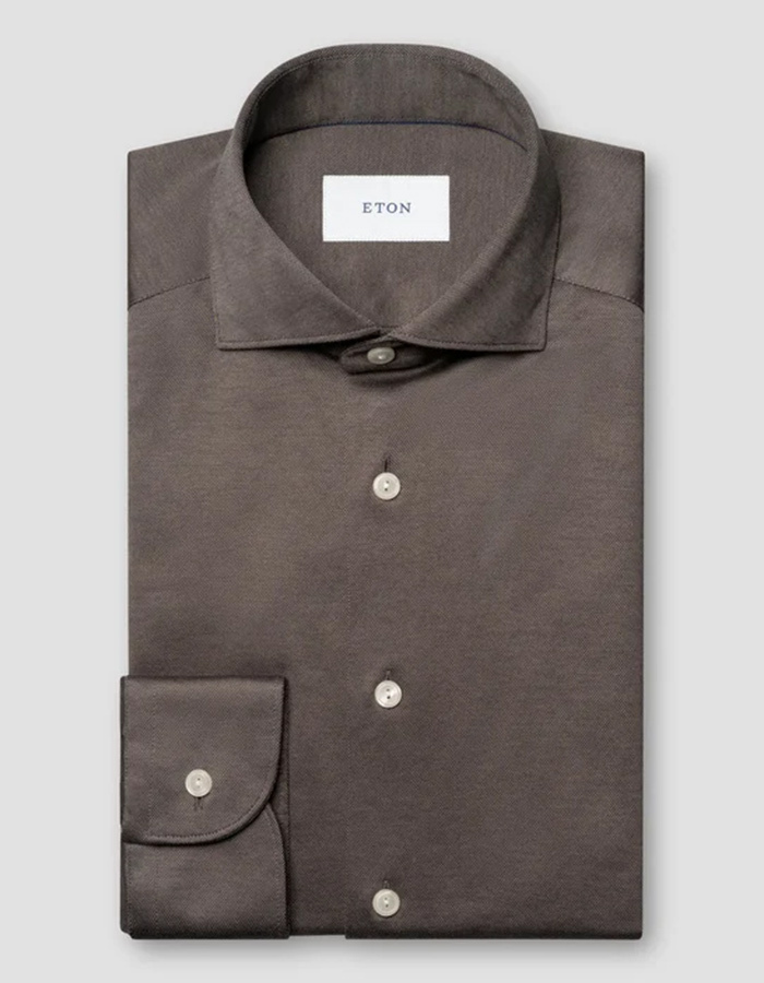 Filo di Scozia jacquard hemd donkerbruin