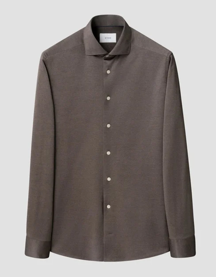 Filo di Scozia jacquard hemd donkerbruin