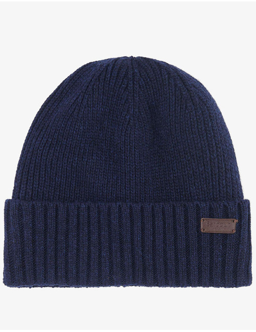 Carlton wollen beanie in navy met ribstructuur