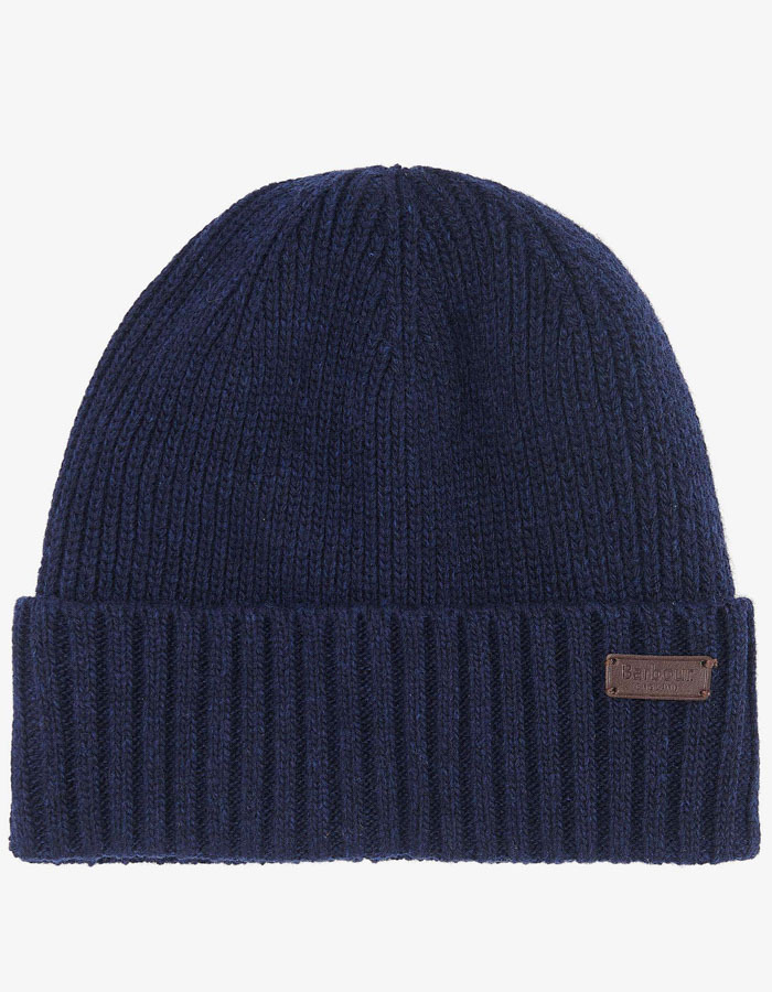 Carlton wollen beanie in navy met ribstructuur