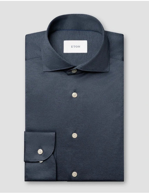 Filo di Scozia jacquard hemd blauw