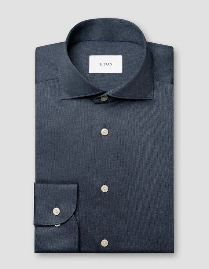 Filo di Scozia jacquard hemd blauw