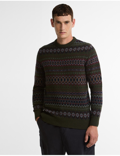 Case Fairisle trui met ronde hals donkergroen