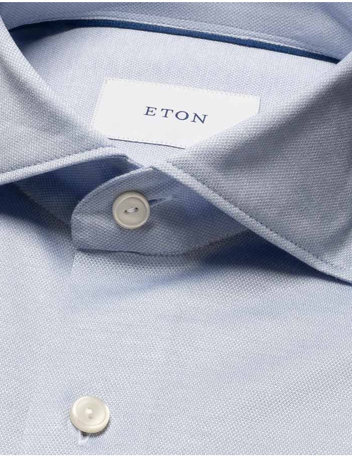 Casual fit Filo di Scozia jersey hemd blauw
