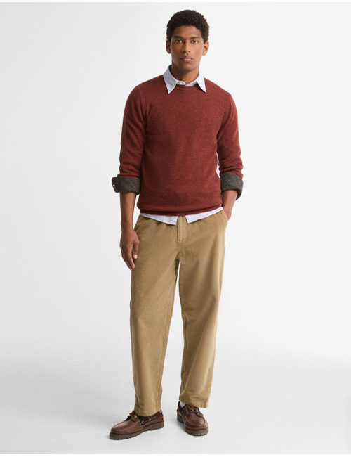 Essential Patch Crew trui met ronde hals roestbruin
