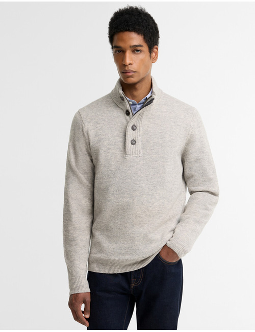 Essential Patch Half Zip trui met knopen lichtgrijs