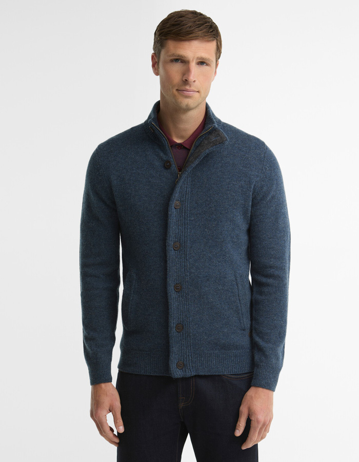 Essential Patch Zip Through vest met opstaande kraag blauw