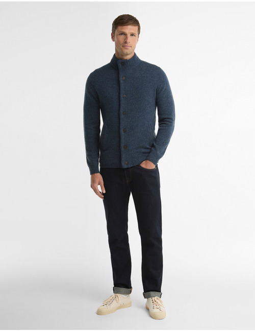 Essential Patch Zip Through vest met opstaande kraag blauw
