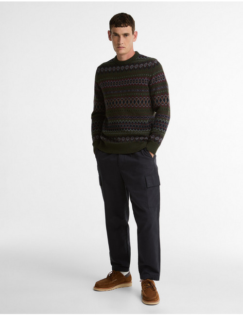 Case Fairisle trui met ronde hals donkergroen