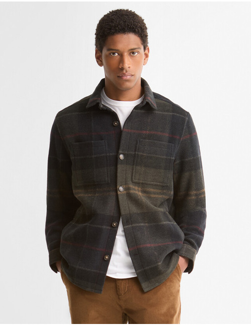 Woodlane Brushed Check overshirt met ruitpatroon donkergrijs