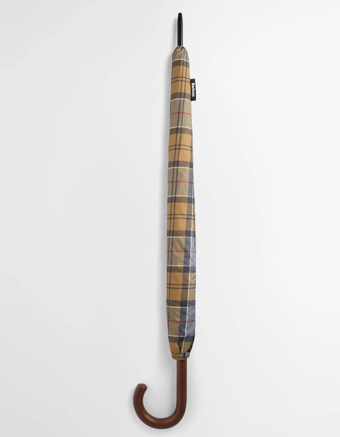 Tartan paraplu met houten handvat multicolor