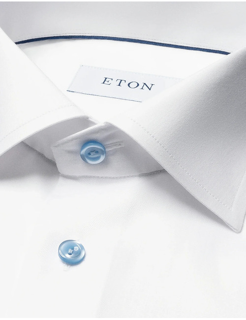 Slim fit Signature Twill hemd met lichtblauwe details wit