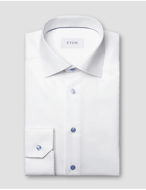 Contemporary fit Signature Twill hemd met contrastdetails wit