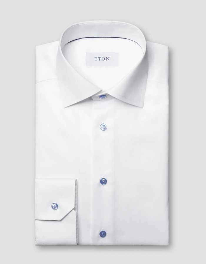 Contemporary fit Signature Twill hemd met contrastdetails wit