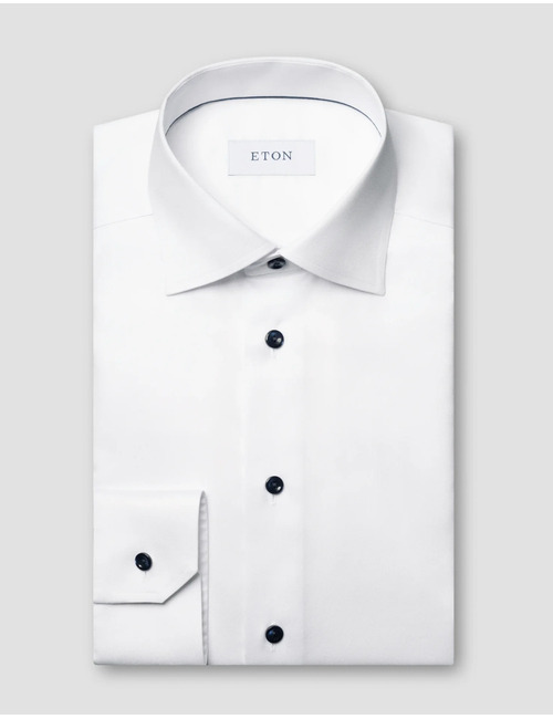 Contemporary fit Signature Twill hemd met navy details wit