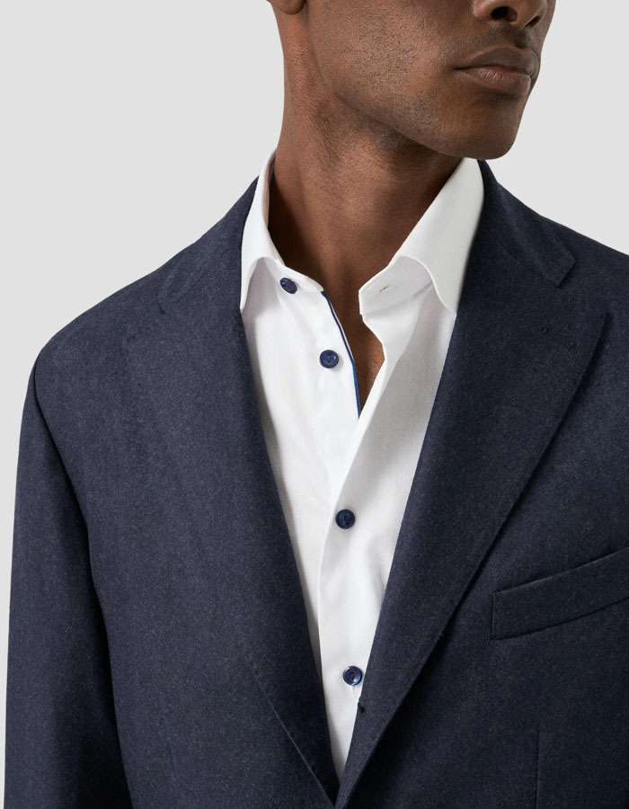 Contemporary fit Signature Twill hemd met navy details wit