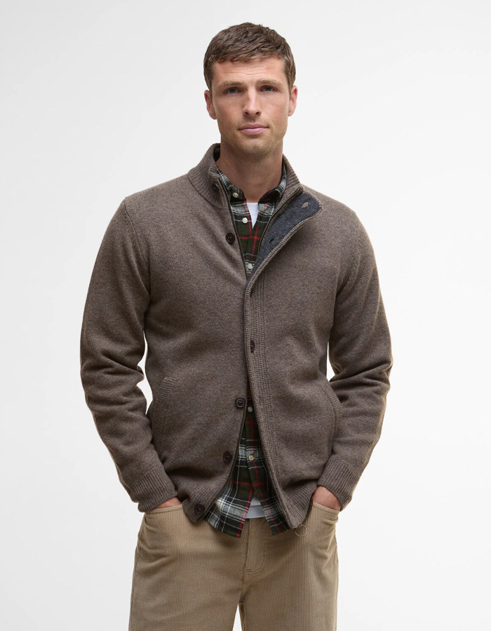 Essential Patch Zip Through vest met opstaande kraag taupe