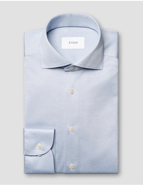 Casual fit Filo di Scozia jersey hemd blauw