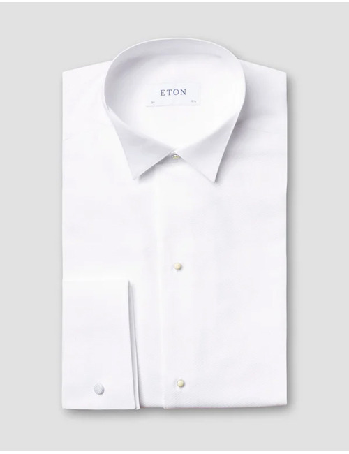 Piqué white tie hemd met wing collar