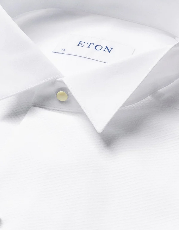 Piqué white tie hemd met wing collar