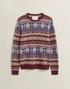 Fair isle trui van wolmix donker bordeaux gemêleerd
