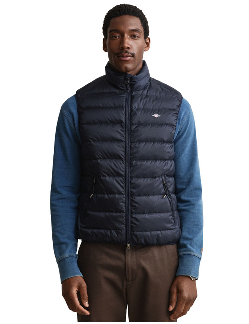 Licht donsvest met opstaande kraag evening blue