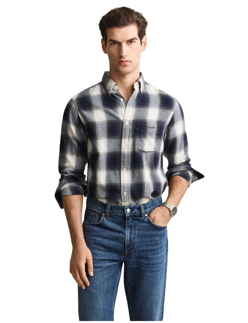 Geruit Windblown-flanel hemd met schaduwruit evening blue