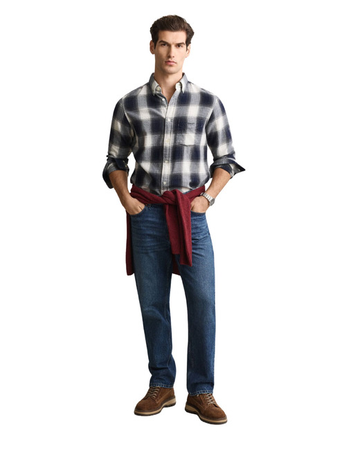 Geruit Windblown-flanel hemd met schaduwruit evening blue