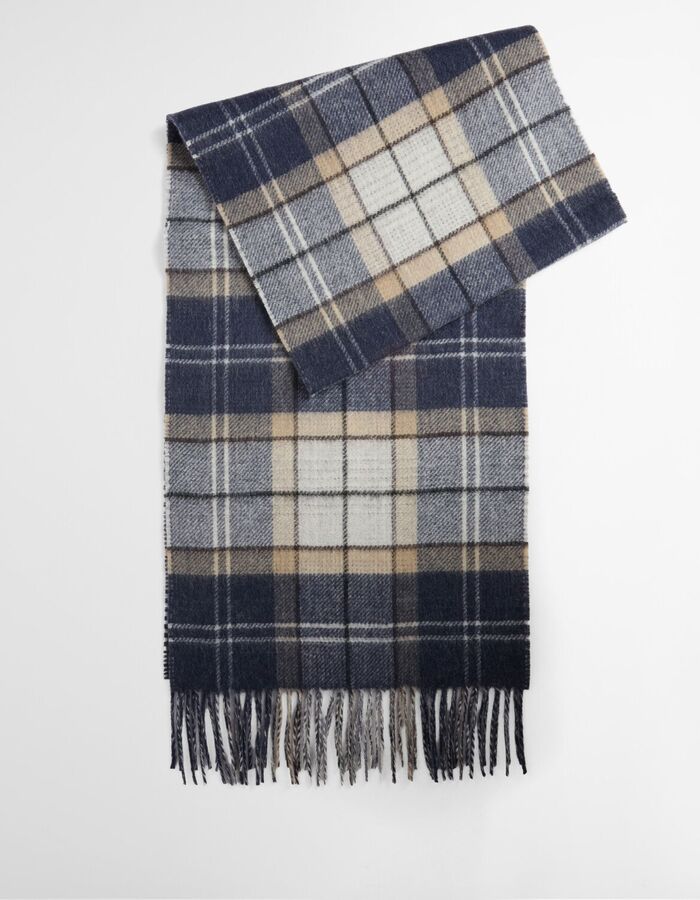 Taryn omkeerbare wollen sjaal met tartan lichtbeige