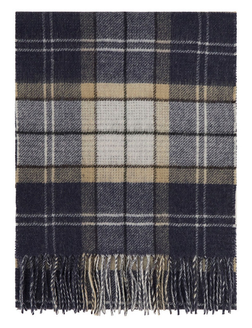 Taryn omkeerbare wollen sjaal met tartan lichtbeige
